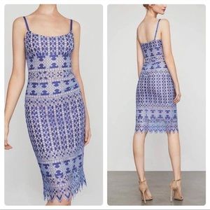 BCBGMAXAZRIA Alese Geometric Lace Midi Dress in SZ 10 with adjustable straps